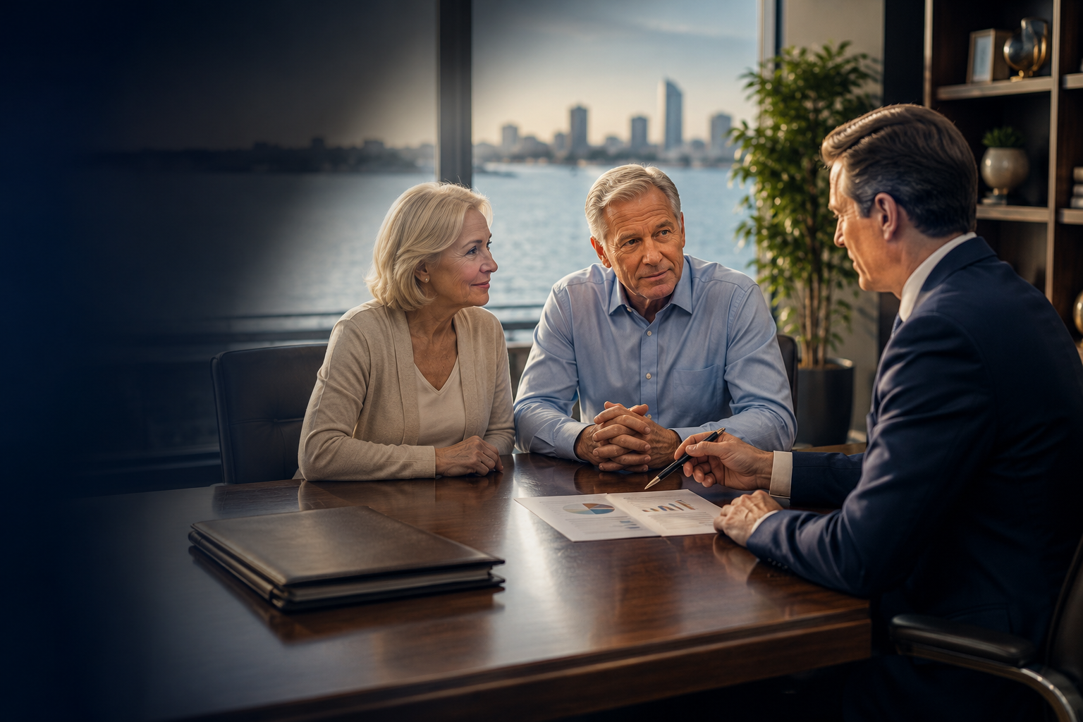 Couple discussing retirement planning with a financial professional